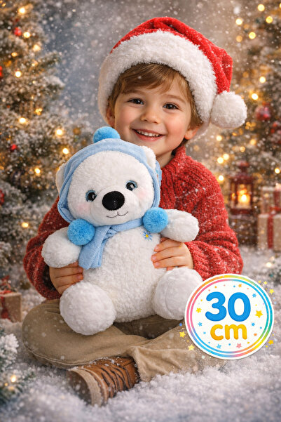TOYFEST Şapkalı Ve Atkılı Peluş Kutup Ayısı 30 Cm
