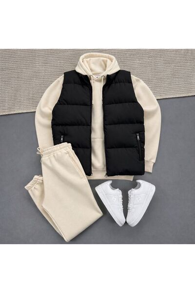 KONSEPT35 Men's 3 Thread Ka Hooded E Set of Vest Set Combination