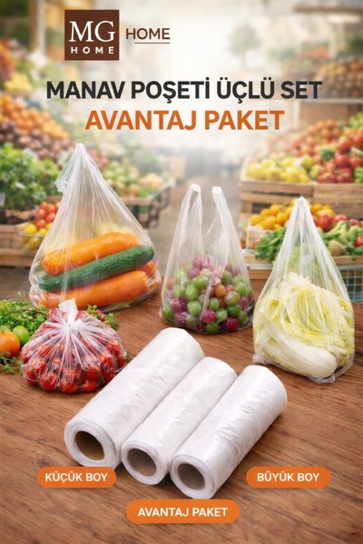 VENON 3 RULO 💜Büyük Orta Küçük 💜Manav Rulo Market Manav Poşeti Hışır Poşet ...