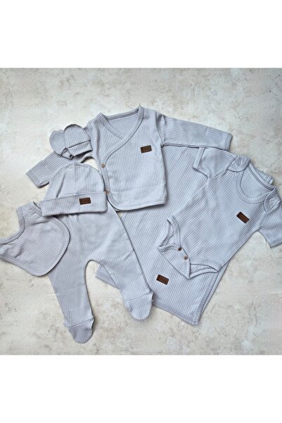 Bilge Trend Baby Boy Natural 7 Piece Light Gray Hospital Release Bodysuit Set