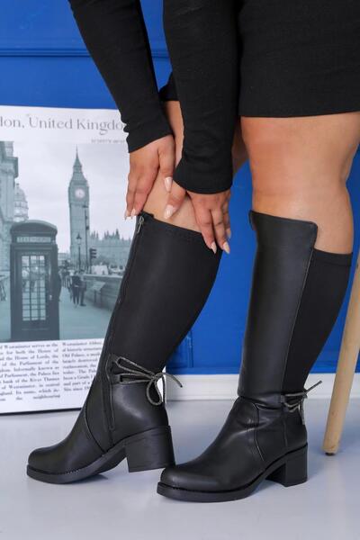 Stil Durağı UME MODEL CM TOPUKLU TAŞ DETAYLI SİHİRLİ ÇİZME SIY.TAS