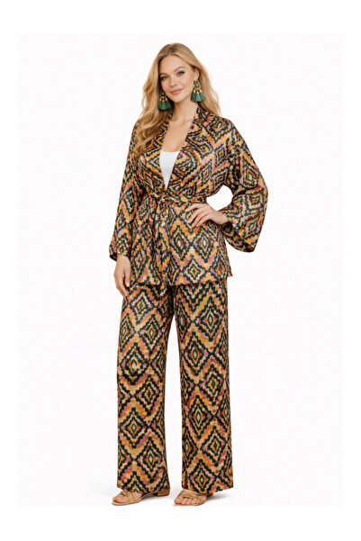 QYMOS PRIVE Ethnic Patterned Chiffon Satin Pants (Feel Like You Have No Feeli...