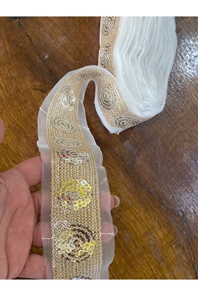 Gönülden Tasarım Panglică cu paiete galbene de 5 cm pentru cusut Accesoriu pe...