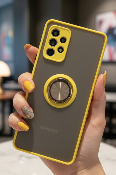 Hatreds Samsung Galaxy A52 İçin Kamera Korumalı Yüzüklü Kılıf - Leke Tutmaz M...