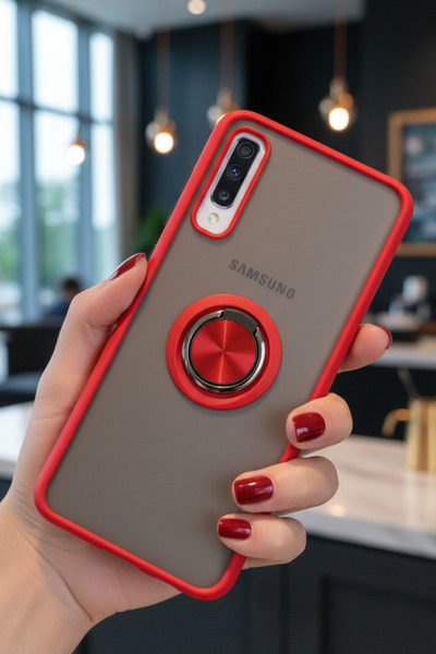 Hatreds Samsung Galaxy A70 İçin Kamera Korumalı Yüzüklü Kılıf - Leke Tutmaz M...