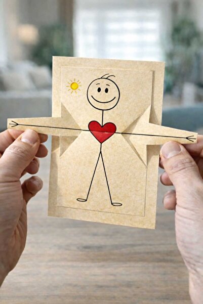 ALLEGORYA Hediyelik El Yapımı Kollarını Açan Kart Sevgiliye / Eşe / Anneye / ...