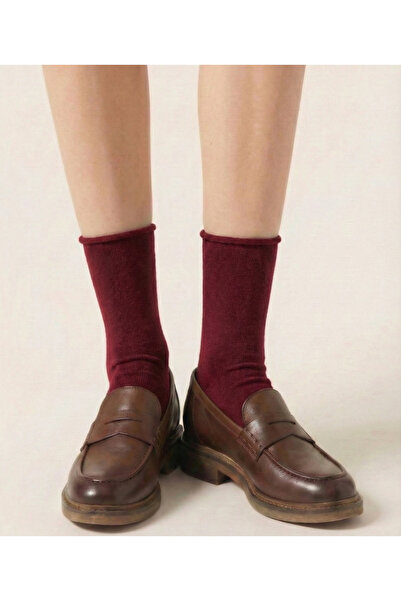 FENRA STUDIO Women's Burgundy Toe-Toe Seamless Healthy Non-Elastic Socks