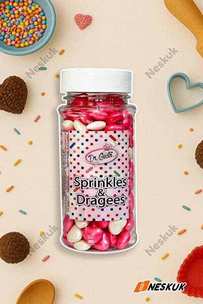 Neskuk Pasta Süsleme Şekeri Beyaz ve Pembe Kalp Draje Sprinkles / Sevgililer ...