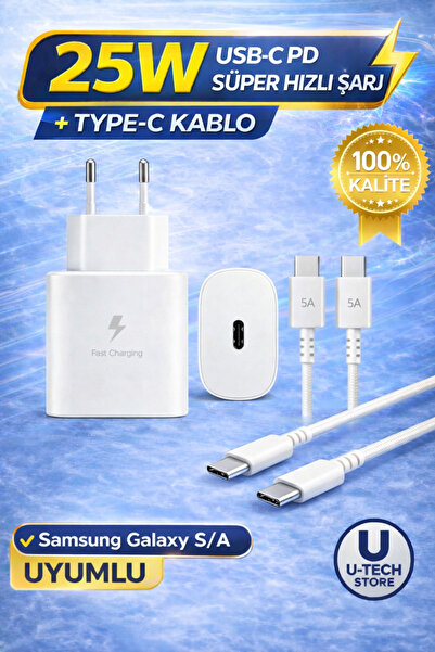 utechno 25W (WATT) Samsung Uyumlu Süper Hızlı Şarj Uyumlu Başlık | Type-C to ...