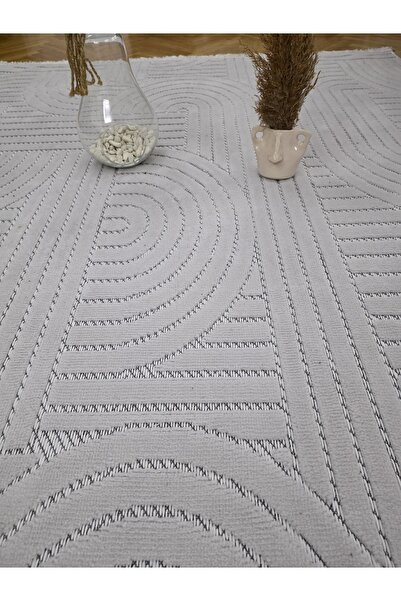 Badelya Home Açık Gri Bohem İskandinav Modern Saçaklı Doğal Pamuk Taban Salon...