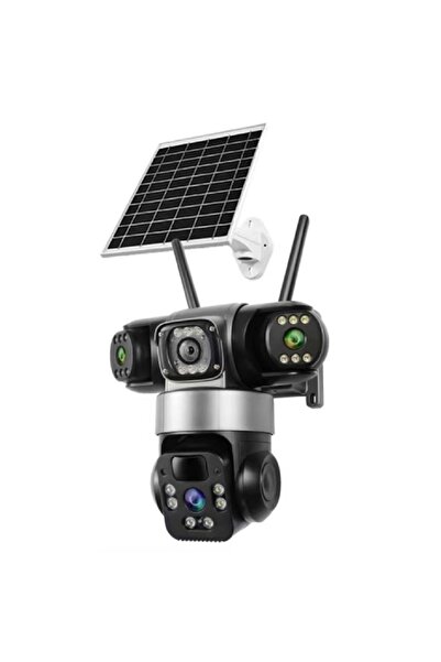 O-KAM -6040 WİFİ Solar Çift Lens Sirenli 6MP Gece Görüşlü Güvenlik Kamerası