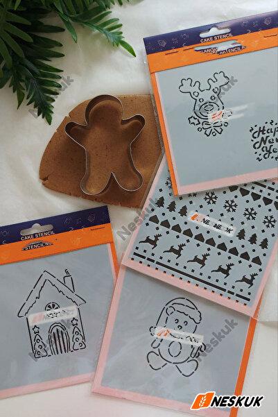 Neskuk Christmas Themed Cake Stencil Set + Gingerbread Cookie Mold |   Christ...