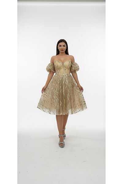 bellisse Rochie elegantă aurie cu paiete