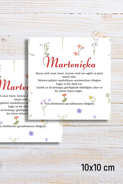 Metranya Marteniçka Bileklik Kartı 50 Adet Şans Bilekliği Kartı Hoş Geldin Bahar Kartı Marteniçka Dilek Kartı