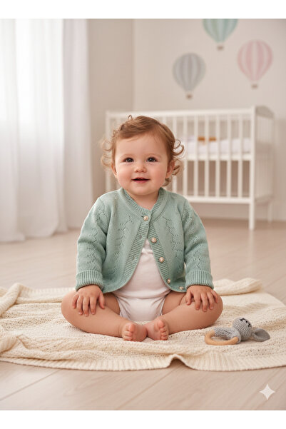 Butik Kız Bebek Ince Triko Hırka (yeşil Renkli )