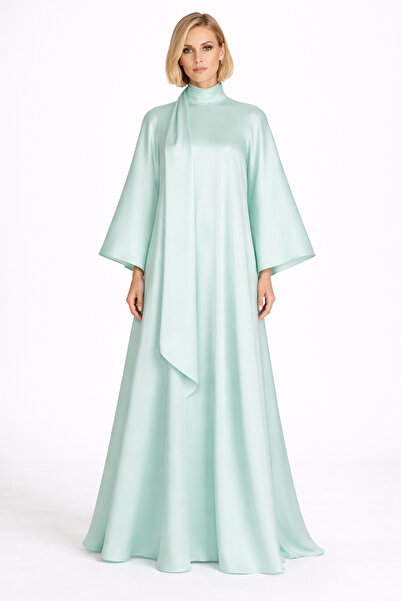 UNTIMELY A-Line/Loose Fit Maxi Satin Dress with Fixed Shawl Detail