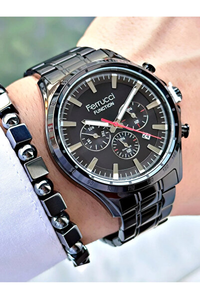 Ferrucci Multi Fonksiyon Siyah Renk Erkek Kol Saati 3 Atm Su Geçirmezlik
