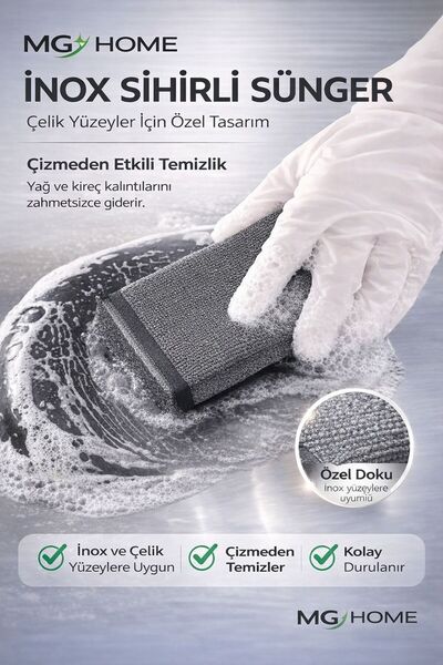 VENON ( 2 Adet ) Sihirli Inox Paslanmaz Telli Bulaşık Süngeri İNOX SÜNGER SİH...