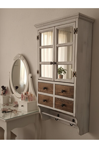 DAG CRAFTED NATURE DAG Pera Masif Ahşap Aynalı Takı Dolabı ve Duvar Düzenleyici