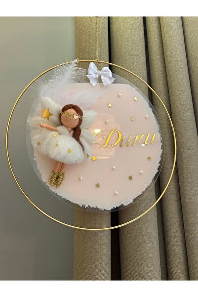 Bebika Kişiye Özel İsimli Pembe Bebek Kapı Süsü – El Yapımı