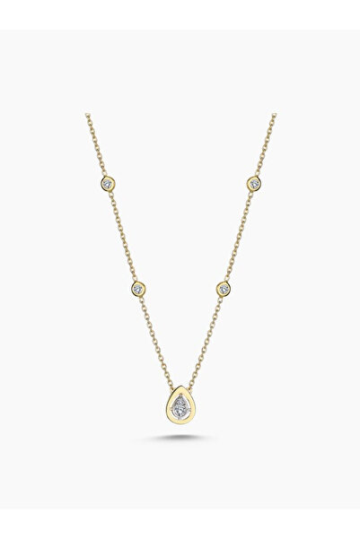 Asteria Jewelry قلادة حجرية موديل قطرة ذهبية اللون