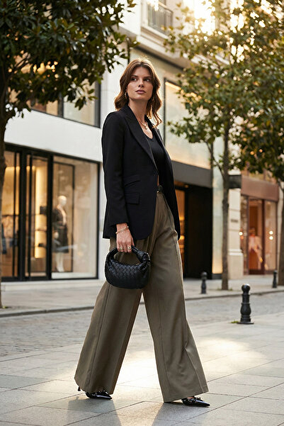 Lela بنطلون بالازو واسع الساقين ذو خصر عالٍ وحزام واسع الساقين 68351070