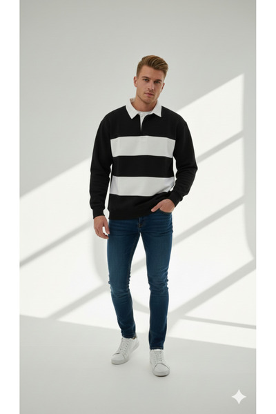 ribana قميص للجنسين بياقة وثلاثة خيوط وأزرار، سترة ناعمة الملمس بلونين