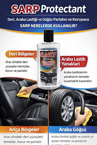 Sarp Protectant Lastik Parlatıcı Badem Yağı Deri Vinil Plastik Koruyucu Jel 200 ml 2 Adet