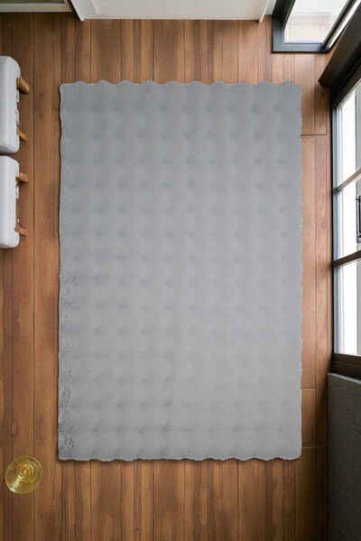 Prizma Bubble Kaymaz Yıkanabilir Halı | İpek Gri