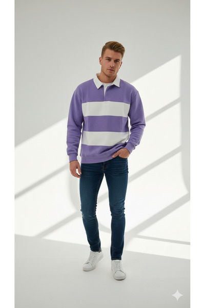 ribana قميص للجنسين بياقة وثلاثة خيوط وأزرار، سترة ناعمة الملمس بلونين