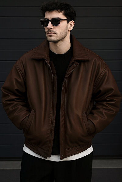 Delpino Oversize Black Leather Jacket