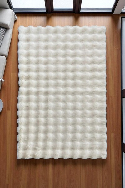 Prizma Bubble, Kaymaz, Yıkanabilir, Tekli Banyo Halısı, Paspası | Krem - (75X...