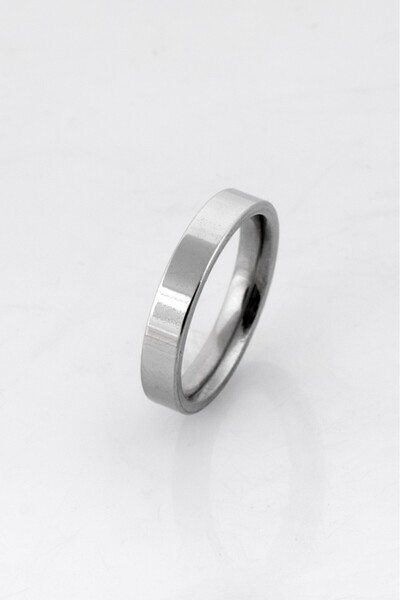 UKHWD SUPPLY 316L Steel Plain Thin Flat Silver Men's Ring Ka1360Gm