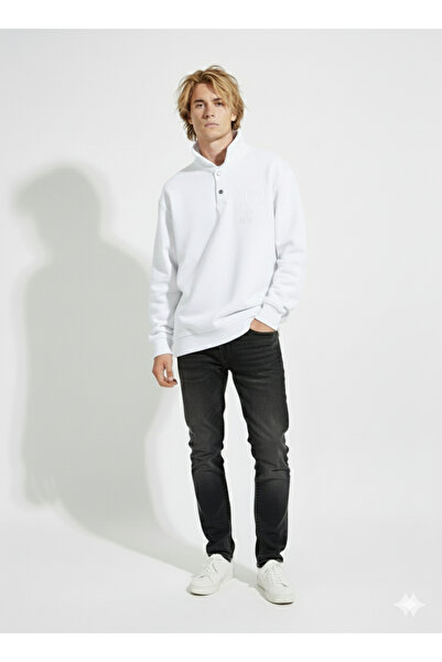 ribana Unisex regular three-thread soft textured buttoned sweatshirt