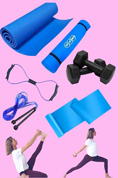Tosima 7mm Pilates Minderi Direnç Pilates Lastiği Ve 1 kg Çiftli Dumbell Seki...