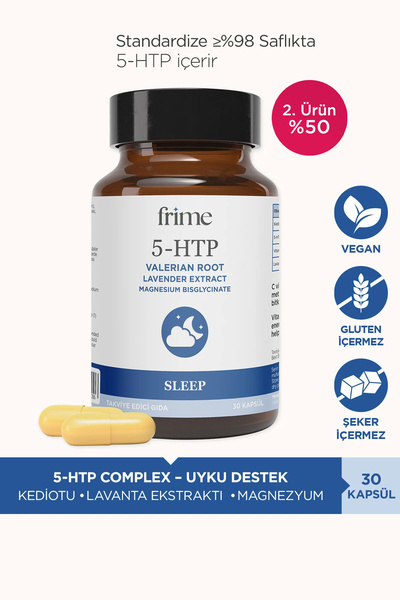 Frime Sleep, Melatonin İçermeyen Uyku Desteği, 5 HTP, Kediotu, Magnezyum Bisglisinat, Lavanta Ekstresi