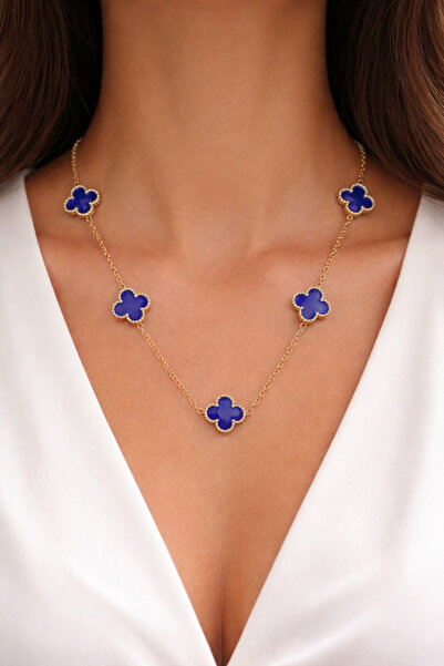 charmove ile kendinizi şımartın Gold Renk Yonca Desenli Çelik Kolye