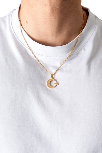 UKHWD SUPPLY 316L Çelik Ay Yıldız Kolye KA1199AL