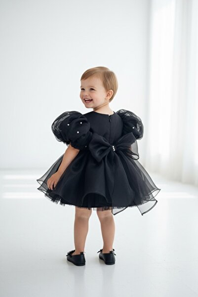 Hobidik Baby Fetiță Copil Organza Neagră Cu Pietre Ziua Nașterii - Rochie de ...