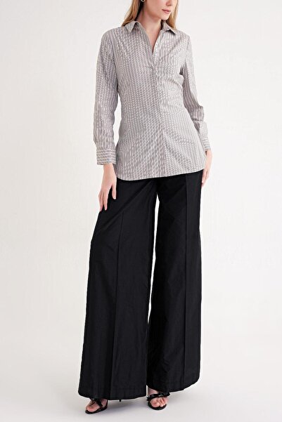 SOCIETA Gri Bagcıklı bol Kesim poplin gömlek 10723