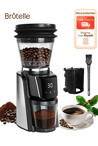 Brutelle مطحنة قهوة بور V60، 34 إعداد طحن، سعة 270 جرام، مضادة للكهرباء الساكنة، مناسبة لتحضير الإسبريسو والموكا