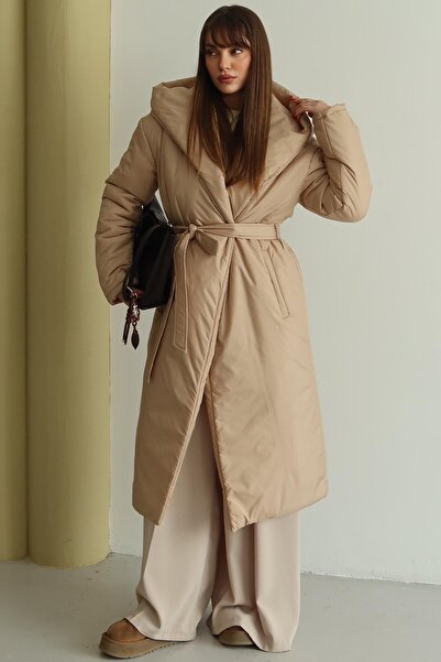 Olcay με κουκούλα Μακρύ παλτό με κλείσιμο με κουμπωτά ίνες ΜΠΕΖ 6815