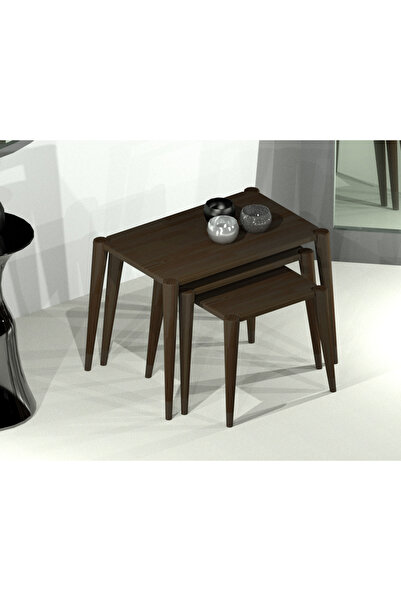 Ekübya Home % 100 Doğal Ahşap Zigon Sehpa Takımı - Yan Sehpa - Dekoratif