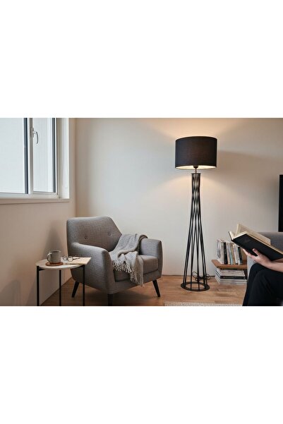 Ömür Avize deniz silindir şapka siyah ayaklı lambader