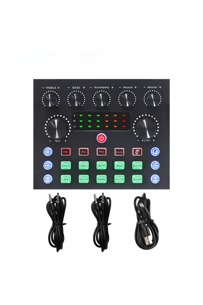 Choice V8S V8 V8S خلاط صوت USB سماعة خارجية ميكروفون البث المباشر الشخصي بطاق...