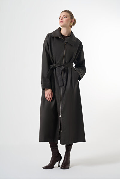 MissWhence Overcoat with Side Zipper Detail 36536