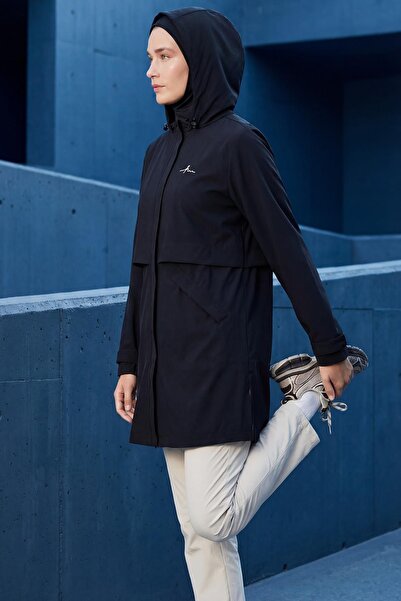 Haşema Active H-Per Fit Kapüşonlu Siyah Tesettür Yürüyüş Ceketi ACT-42