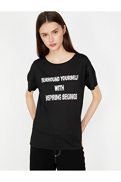 Koton تي شيرت نسائي مطبوع عليه حروف