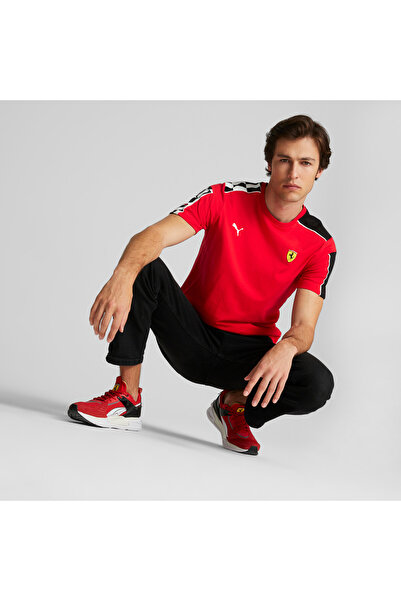 Puma تي شيرت رجالي باللون الأحمر برقبة دائرية 53582802-Ferrari Race MT7