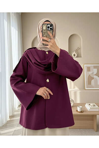 HİJABAYA Χειμερινό μπουφάν από τσόχα με λεπτομέρεια σάλι